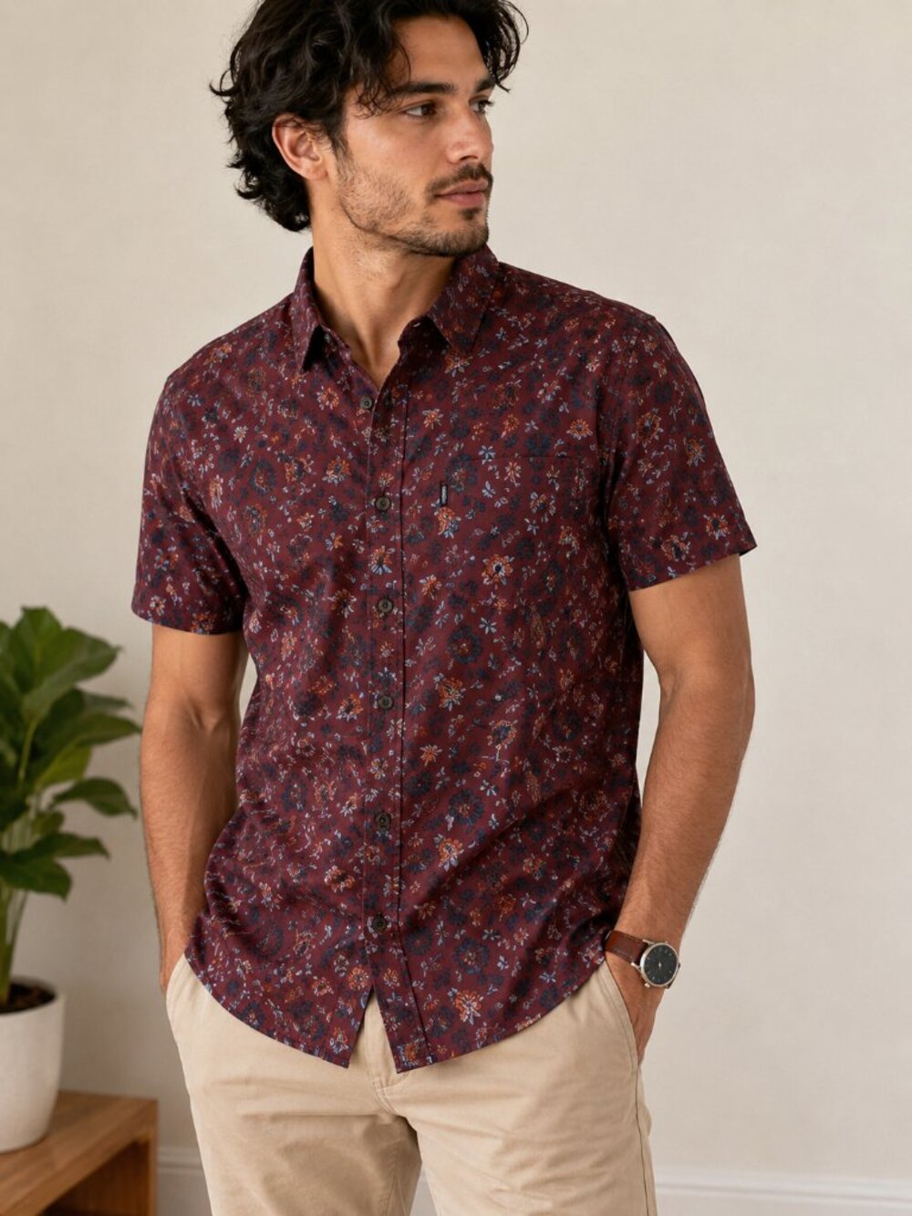 Ben Sherman men's short sleeve button-up shirt in size L.